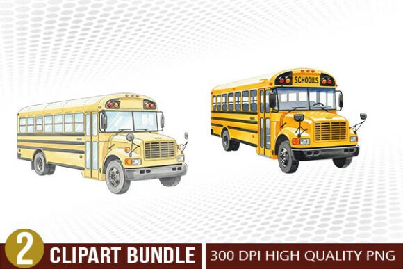 Back to School Bus Illustration Bundle for Creatives