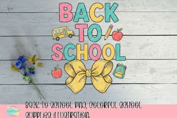 Back to School PNG, Colorful School Supplies Illustration